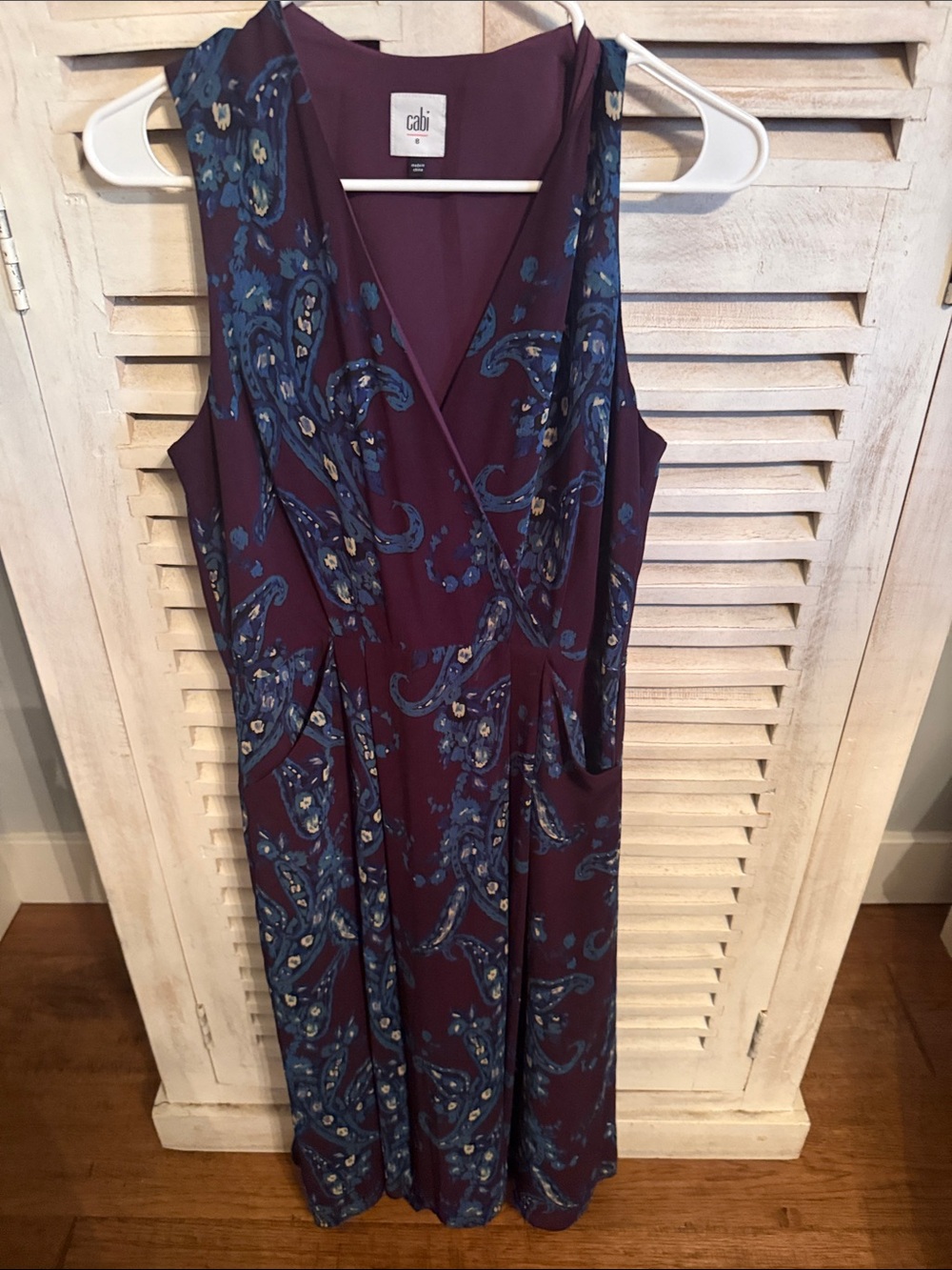 CAbi Plum Paisley Maxi Dress with Blue Accents